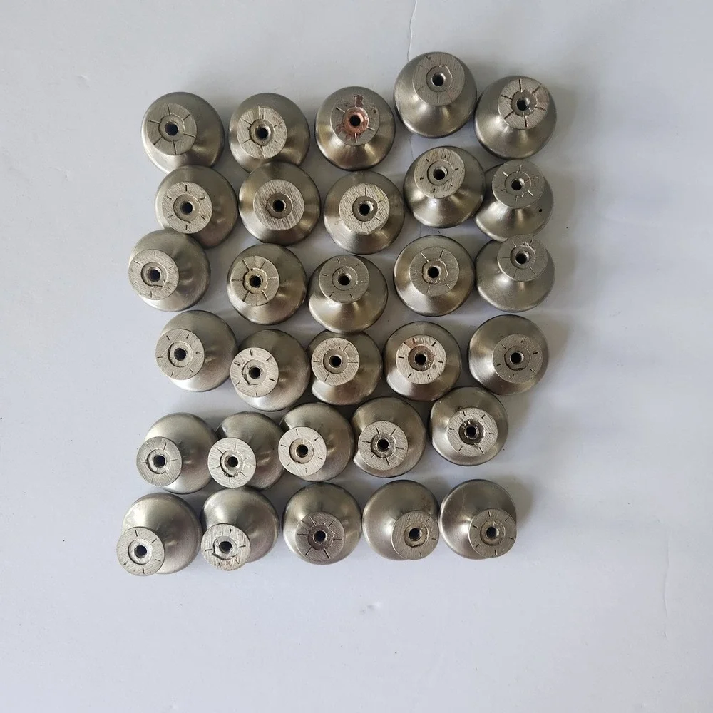 Lot of 30 Satin Nickel Cabinet Knobs Round Tiered Drawer Pulls Brushed Metal